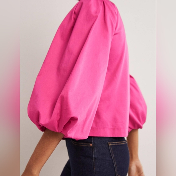 Boden Puff Sleeve Cotton Top Wild Watermelon Pink - Picture 2 of 8